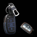 Clasic Genuine Leather Crocodile Grain Auto Key Bags Smart for Hyundai Avante - Blue