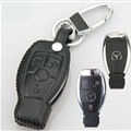 Elegant Genuine Leather Auto Key Bags Smart for Benz CLA45 AMG - Black