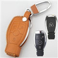 Elegant Genuine Leather Auto Key Bags Smart for Benz S400L - Yellow