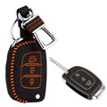 Personalized Genuine Leather Crocodile Grain Auto Key Bags Fold for Hyundai Avante - Orange