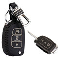 Personalized Genuine Leather Crocodile Grain Auto Key Bags Fold for Hyundai Sonata - Black