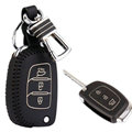 Personalized Genuine Leather Crocodile Grain Auto Key Bags Fold for Hyundai Tucson - Black