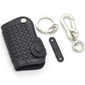 Personalized Genuine Leather Long Hole Crocodile Grain Auto Key Bags Smart for Audi A4L - Black