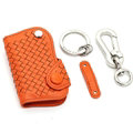 Personalized Genuine Leather Long Hole Crocodile Grain Auto Key Bags Smart for Audi A6L - Orange