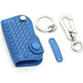 Personalized Genuine Leather Long Hole Crocodile Grain Auto Key Bags Smart for Audi A7 - Blue