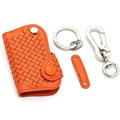 Personalized Genuine Leather Long Hole Crocodile Grain Auto Key Bags Smart for Audi A7 - Orange