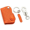 Personalized Genuine Leather Long Hole Crocodile Grain Auto Key Bags Smart for Audi A8L - Orange