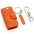 Personalized Universal Genuine Leather Weave Auto Key Bags - Orange