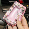 Pretty Universal Crystal Skylight Genuine Leather Auto Key Bags - Pink