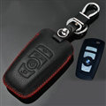 Simple Genuine Leather Auto Key Bags Smart for BMW 116i - Black Red