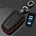 Simple Genuine Leather Auto Key Bags Smart for BMW 320i - Black Red