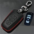 Simple Genuine Leather Auto Key Bags Smart for BMW 525i - Black Red