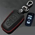 Simple Genuine Leather Auto Key Bags Smart for BMW 530i - Black Red