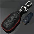 Simple Genuine Leather Auto Key Bags Smart for Ford Ecosport - Black Red