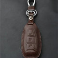 Simple Genuine Leather Auto Key Bags Smart for Ford Ecosport - Brown