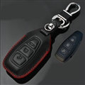 Simple Genuine Leather Auto Key Bags Smart for Ford Fiesta - Black Red