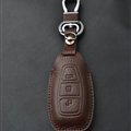 Simple Genuine Leather Auto Key Bags Smart for Ford Fiesta - Brown