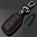 Simple Genuine Leather Auto Key Bags Smart for Ford Mondeo - Black Red