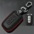 Simple Genuine Leather Auto Key Bags Smart for Hyundai Elantra - Black Red