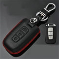 Simple Genuine Leather Auto Key Bags Smart for Hyundai ix35 - Black Red