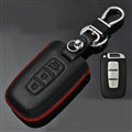 Simple Genuine Leather Auto Key Bags Smart for KIA Forte - Black Red
