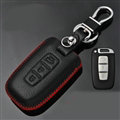 Simple Genuine Leather Auto Key Bags Smart for KIA Sorento - Black Red