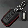 Simple Genuine Leather Auto Key Bags Smart for KIA Sportage - Black Red