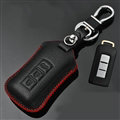 Simple Genuine Leather Auto Key Bags Smart for Mitsubishi Outlander - Black Red