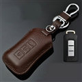 Simple Genuine Leather Auto Key Bags Smart for Mitsubishi Outlander - Brown