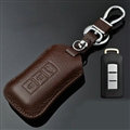 Simple Genuine Leather Auto Key Bags Smart for Mitsubishi Pajero Sport - Brown