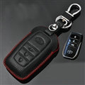Simple Genuine Leather Auto Key Bags Smart for Toyota RAV4 - Black Red