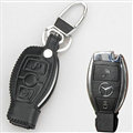 Simple Genuine Leather Car Key Bags Smart for Benz A180 - Black