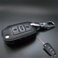 Simple Genuine Leather Crocodile Grain Auto Key Bags Fold for Peugeot 301 - Black