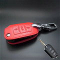 Simple Genuine Leather Crocodile Grain Auto Key Bags Fold for Peugeot 408 - Red