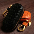 Special Universal Genuine Leather Weave Auto Key Bags - Black