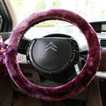 Bud Silk Bowknot Car Steering Wheel Cover Velvet 15 Inch 38CM - Purple