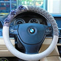 Camellia Car Steering Wheel Cover Bud Silk Fiber Cloth 15 Inch 38CM - Grey