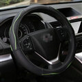 Cheap Car Steering Wheel Covers Genuine Leather 15 Inch 38CM - Black Green