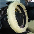 Cheap Floral Lace Car Steering Wheel Cover Bud Silk Fiber Cloth 15 Inch 38CM - Yellow