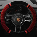 Cheaper Car Steering Wheel Wrap Velvet 15 Inch 38CM - Black Red