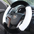 Classic Diamond Car Steering Wheel Wrap Velvet 15 Inch 38CM - Black White