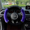 Classic Diamond Car Steering Wheel Wrap Velvet 15 Inch 38CM - Purple