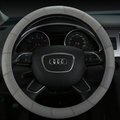 Cool Car Steering Wheel Wrap Genuine Leather 15 Inch 38CM - Grey