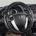 Cool Car Steering Wheels Covers Genuine Sheepskin Leather 15 Inch 38CM - Black