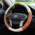 Exquisite Car Steering Wheel Wrap Genuine Leather 15 Inch 38CM - Beige