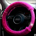 Exquisite Rhinestone Car Steering Wheel Wrap Velvet 15 Inch 38CM - Rose