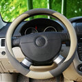 Fashion Car Steering Wheel Covers Sheepskin Leather 15 Inch 38CM - Grey