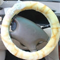 Floral Bud Silk Bowknot Car Steering Wheel Cover Velvet 15 Inch 38CM - Yellow