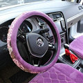 Floral Car Steering Wheel Cover Bud Silk Velvet 15 Inch 38CM - Purple