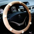 Floral Diamond Car Steering Wheel Wrap Cotton 15 Inch 38CM - Beige